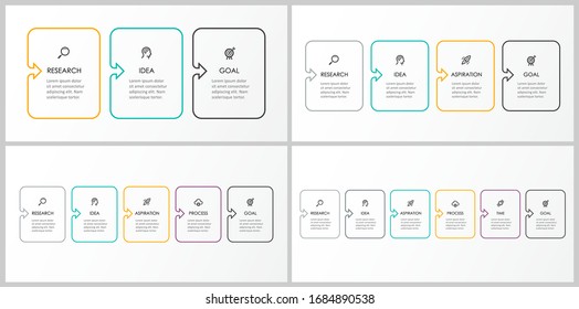 Vector Infographics set with 3, 4, 5, 6 options or steps. Business concept. Can be used for presentations banner, workflow layout, process diagram, flow chart, info graph