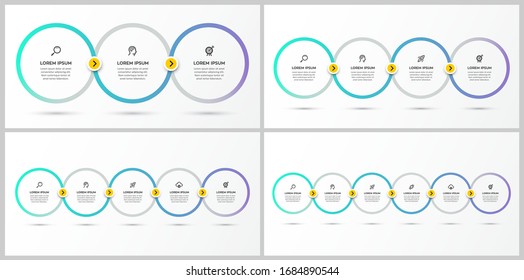 Vector Infographics set with 3, 4, 5, 6 options or steps. Business concept. Can be used for presentations banner, workflow layout, process diagram, flow chart, info graph
