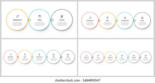 Vector Infographics set with 3, 4, 5, 6 options or steps. Business concept. Can be used for presentations banner, workflow layout, process diagram, flow chart, info graph