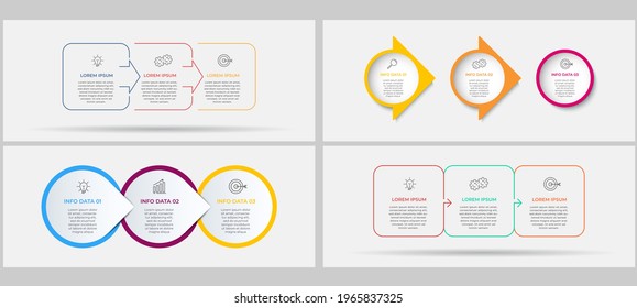 Vector Infographics set with 3 options or steps. Business concept. Can be used for presentations banner, workflow layout, process diagram, flow chart, info graph
