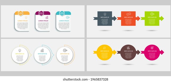 Vector Infographics set with 3 options or steps. Business concept. Can be used for presentations banner, workflow layout, process diagram, flow chart, info graph
