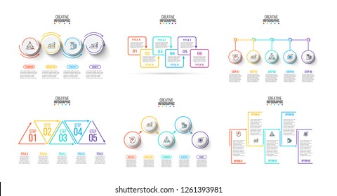 Vector infographics set. Business concept with options, parts, steps or processes. Can be used for workflow layout, diagram, number options, web design.