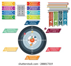 Vector infographics set. Can be used for banners, presentations, websites, brochures, diagrams, graphs, flyers, number options, etc.
