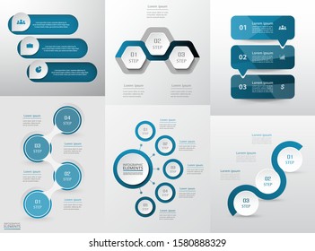 Vector infographics set. Collection of templates for diagram, graph, presentation and chart. Business concept with 3, 4 and 5 options, parts, steps or processes.
