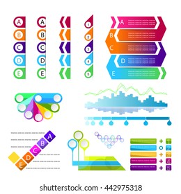 Vector infographics set. Collection of templates for diagram, graph, presentation and round chart. Business concept with options, parts, steps or processes.