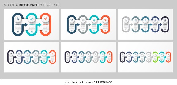 Vector Infographics Set With Icons And 3, 4, 5, 6, 7, 8 Options Or Steps. Business Concept. Can Be Used For Presentations Banner, Workflow Layout, Process Diagram, Flow Chart, Info Graph