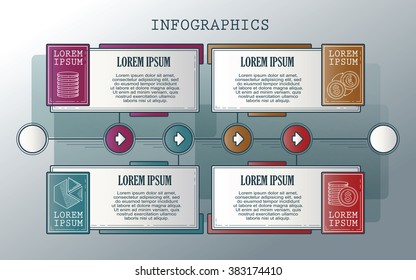 Vector infographics set. Outline. Collection of templates for cycle diagram, graph, presentation and round chart. 