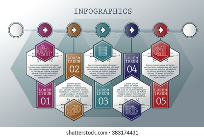 Vector infographics set. Outline. Collection of templates for cycle diagram, graph, presentation and round chart. 