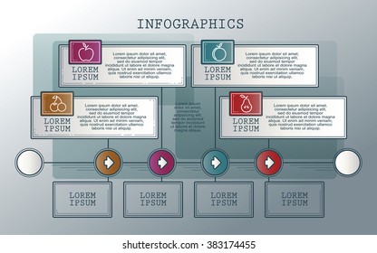 Vector infographics set. Outline. Collection of templates for cycle diagram, graph, presentation and round chart. 
