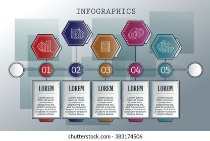Vector infographics set. Outline. Collection of templates for cycle diagram, graph, presentation and round chart. 