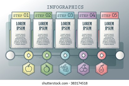 Vector infographics set. Outline. Collection of templates for cycle diagram, graph, presentation and round chart. 
