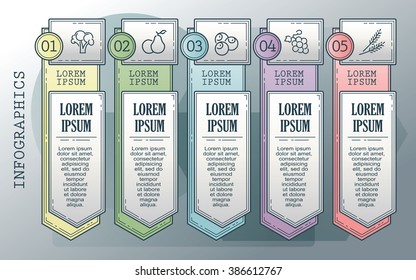 Vector infographics set. Outline. Collection of templates for cycle diagram, graph, presentation and round chart. 
