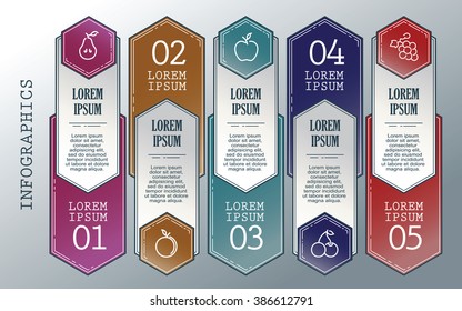 Vector infographics set. Outline. Collection of templates for cycle diagram, graph, presentation and round chart. 