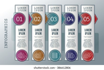 Vector infographics set. Outline. Collection of templates for cycle diagram, graph, presentation and round chart. 