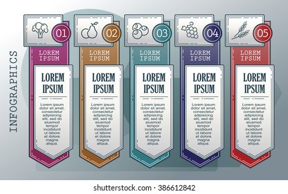 Vector infographics set. Outline. Collection of templates for cycle diagram, graph, presentation and round chart. 