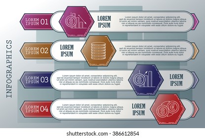 Vector infographics set. Outline. Collection of templates for cycle diagram, graph, presentation and round chart. 