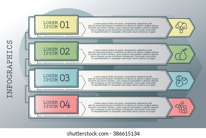Vector infographics set. Outline. Collection of templates for cycle diagram, graph, presentation and round chart. 