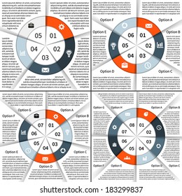 Vector infographics set. Template for diagram, graph, presentation and chart. Business concept with options, parts, steps or processes. Abstract background.