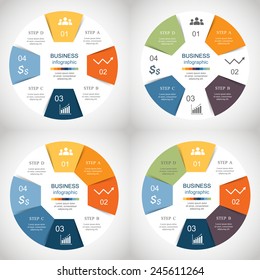 Vector infographics set. Templates for diagram, graph, presentation and chart. Business concept with options, parts, steps or processes.