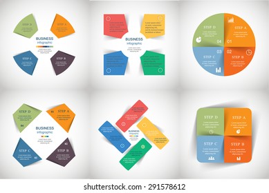 Vector infographics set. Templates for diagram, graph, presentation and charts with 4 options.