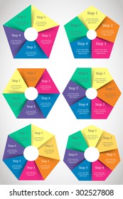 Vector infographics set. Templates for diagram, graph, presentation and chart with 5, 6 and 7 options or steps