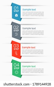 Vector infographics tab paper index template  for diagram, graph, presentation and chart. Business concept with 4 options, parts, steps or processes. 