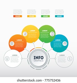 Vector infographics of technology or education process. Business presentation or info graphic with 4 options. Part of the report. Web Template of a chart, mindmap or diagram.