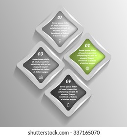 Vector infographics template with 4 steps, options. For infographic, banner, poster, web design, brochure, presentation
