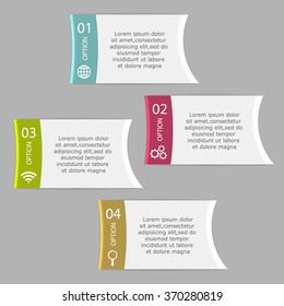 Vector infographics template with 4 steps, options. For infographic, banner, poster, web design, brochure, presentation