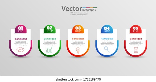 Vector infographics template with 5 steps, options, workflow, process chart