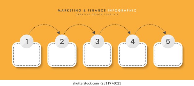 Plantilla de infografías de Vector. 5 pasos hacia el éxito. Instrucciones paso a paso. Bloques rectangulares para texto o notas.