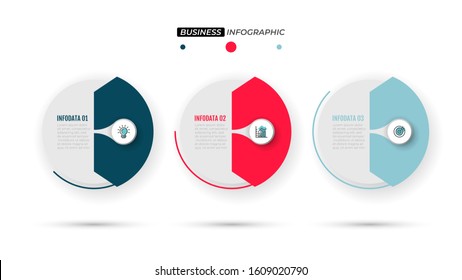 Vector Infographics template. Business concept with paper layout and 3 step, labels. Can be used for brochure, info chart, presentation, web design.