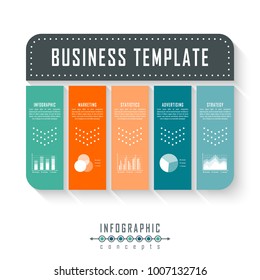 Vector infographics template for chart, diagram, web design, presentation, workflow layout. Business concept with 5 options, parts, steps or processes