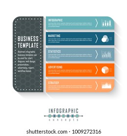 Vector infographics template for chart, diagram, web design, presentation, workflow layout. Business concept with 5 options, parts, steps or processes