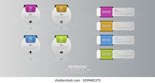 Vector infographics template for chart, diagram, web design, presentation, workflow layout. Business concept with 4 options, parts, steps or processes