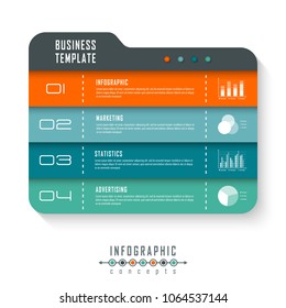 Plantilla de infografía vectorial para gráficos, diagramas, diseño web, presentación, diseño de flujo de trabajo. Concepto de negocio con 4 opciones, piezas, pasos o procesos