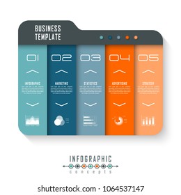 Vector infographics template for chart, diagram, web design, presentation, workflow layout. Business concept with 5 options, parts, steps or processes