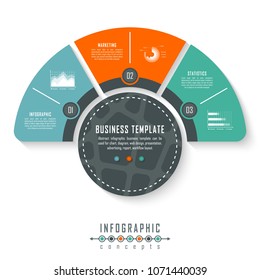 Vector infographics template for chart, diagram, web design, presentation, workflow layout. Business concept with 3 options, parts, steps or processes