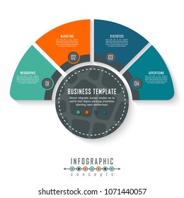 Vector infographics template for chart, diagram, web design, presentation, workflow layout. Business concept with 4 options, parts, steps or processes