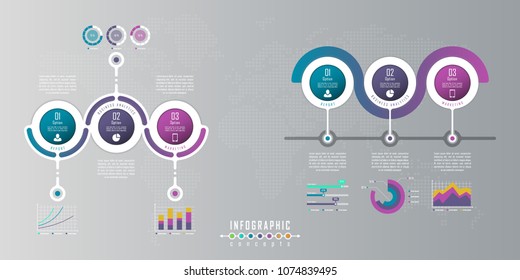 Vector infographics template for chart, diagram, web design, presentation, workflow layout. Business concept with 3 options, parts, steps or processes