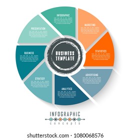 Vector infographics template for chart, diagram, web design, presentation, workflow layout. Business concept with 8 options, parts, steps or processes