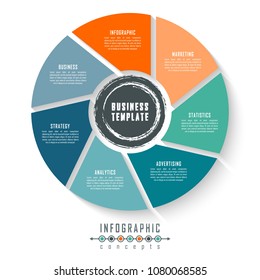 Vector infographics template for chart, diagram, web design, presentation, workflow layout. Business concept with 7 options, parts, steps or processes