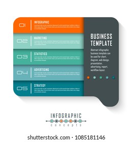 Vector infographics template for chart, diagram, web design, presentation, workflow layout. Business concept with 5 options, parts, steps or processes