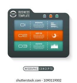 Vector infographics template for chart, diagram, web design, presentation, workflow layout. Business concept with 3 options, parts, steps or processes