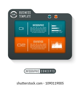 Vector infographics template for chart, diagram, web design, presentation, workflow layout. Business concept with 2 options, parts, steps or processes