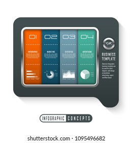 Vector infographics template for chart, diagram, web design, presentation, workflow layout. Business concept with 4 options, parts, steps or processes