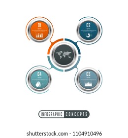 Vector infographics template for chart, diagram, web design, presentation, workflow layout. Business concept with 4 options, parts, steps or processes