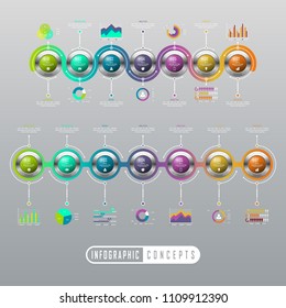 Vector infographics template for chart, diagram, web design, presentation, workflow layout. Business concept with 7 options, parts, steps or processes