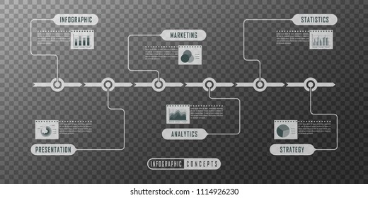 Vector infographics template for chart, diagram, web design, presentation, workflow layout. Business concept with 6 options, parts, steps or processes