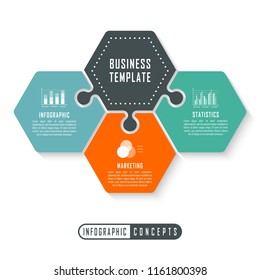 Vector infographics template for chart, diagram, web design, presentation, workflow layout. Business concept with 3 options, parts, steps or processes